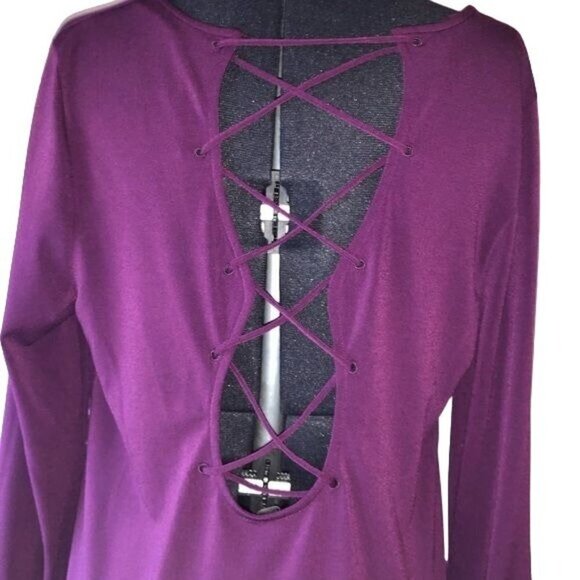 Express Purple Lace Back Tunic Top Sz.L - Picture 3 of 9